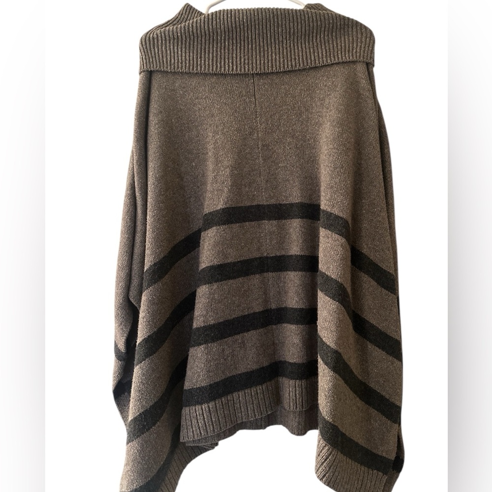 Banana Republic Striped Brown and Black Knit Poncho